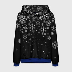 Толстовка-худи мужская Снежинки - С Новый год, цвет: 3D-синий