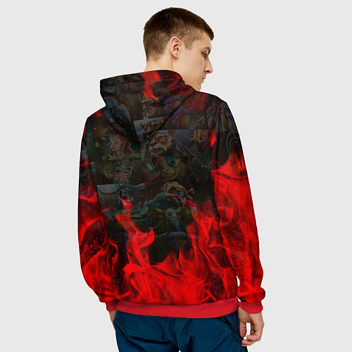 Мужская толстовка DOTA 2 ЛОГО В ОГНЕ, ПЕРСОНАЖИ / 3D-Красный – фото 4