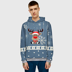 Толстовка-худи мужская New Years Deer, цвет: 3D-меланж — фото 2