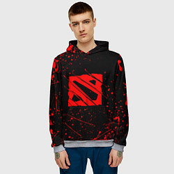 Толстовка-худи мужская DOTA 2 БРЫЗГИ КРАСОК, КРОВЬ, цвет: 3D-меланж — фото 2