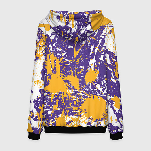 Мужская толстовка LAKERS ФИРМЕННЫЕ ЦВЕТА БРЫЗГИ КРАСОК LA / 3D-Черный – фото 2
