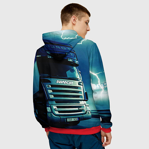 Мужская толстовка SCANIA Дальнобой 2022 / 3D-Красный – фото 4