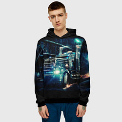 Толстовка-худи мужская Американский Грузовик Дальнобой 2022, цвет: 3D-черный — фото 2