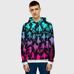 Толстовка-худи мужская ГЕНШИН ИМПАКТ НЕОН ПЕРСОНАЖИ ИГРЫ GENSHIN IM ACT L, цвет: 3D-белый — фото 2