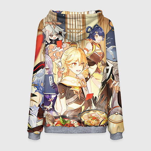 Мужская толстовка НОВЫЙ ГОД В ГЕНШИН ИМПАКТ, ЗАСТОЛЬЕ / 3D-Меланж – фото 2