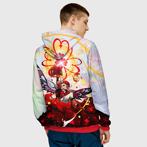 Мужская толстовка Кли с крыльями при взрыве Genshin Impact / 3D-Красный – фото 4