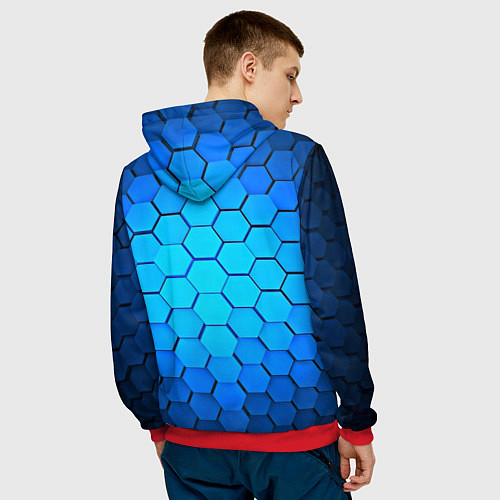 Мужская толстовка Неоновые 3D ПЛИТЫ / 3D-Красный – фото 4