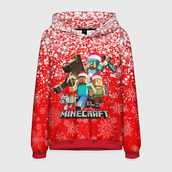 Толстовка-худи мужская НОВОГОДНИЙ МАЙНКРАФТ, НОВЫЙ ГОД 2022,, цвет: 3D-красный