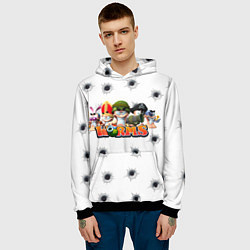 Толстовка-худи мужская Wormsчервяки, цвет: 3D-черный — фото 2