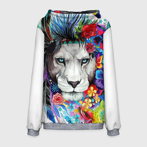 Мужская толстовка Лев - сильный взгляд / 3D-Меланж – фото 2