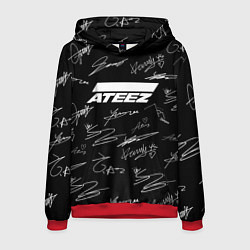 Толстовка-худи мужская ATEEZ БЕЛЫЕ АВТОГРАФЫ УЗОР, цвет: 3D-красный