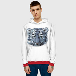Толстовка-худи мужская Взгляд белого тигра, цвет: 3D-красный — фото 2