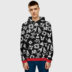 Толстовка-худи мужская EXO BAND SYMBOL PATTERN WHITE K-POP, цвет: 3D-красный — фото 2