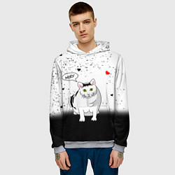 Толстовка-худи мужская CAT LOVE, цвет: 3D-меланж — фото 2