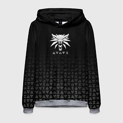 Толстовка-худи мужская БЕЛЫЙ ВОЛК ВЕДЬМАК ЗНАКИ ВЕДЬМАКА, цвет: 3D-меланж