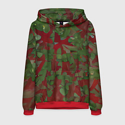 Толстовка-худи мужская Незаметный новогодний камуфляж, цвет: 3D-красный