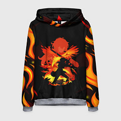 Толстовка-худи мужская DILUC FIRE GENSHIN IMPACT НА СПИНЕ, цвет: 3D-меланж