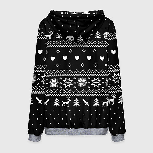 Мужская толстовка НОВОГОДНИЙ СВИТЕР UNDERTALE SANS ЧЁРНЫЙ / 3D-Меланж – фото 2