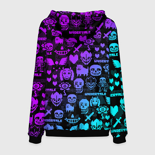 Мужская толстовка UNDERTALE NEON PATTERN УЗОР / 3D-Черный – фото 2