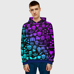 Толстовка-худи мужская UNDERTALE NEON PATTERN УЗОР, цвет: 3D-синий — фото 2