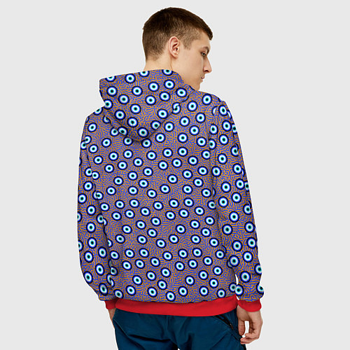 Мужская толстовка Глаза от сглаза паттерн крупно / 3D-Красный – фото 4