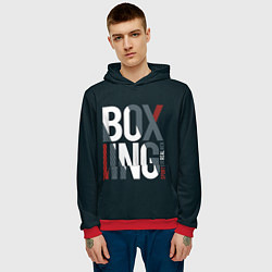 Толстовка-худи мужская Бокс - Boxing, цвет: 3D-красный — фото 2