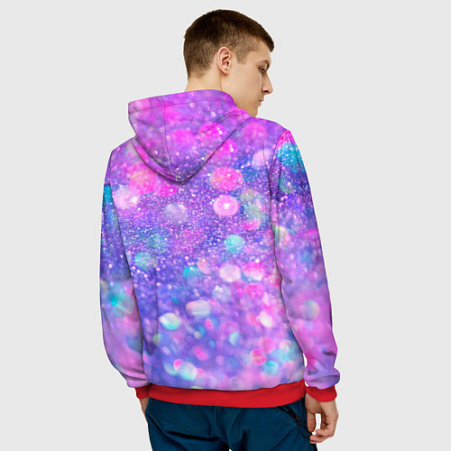 Мужская толстовка День Рождения - Медвежонок с шариками / 3D-Красный – фото 4