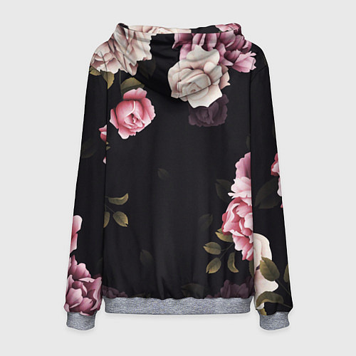 Мужская толстовка РОЗЫ И ПИОНЫ / 3D-Меланж – фото 2