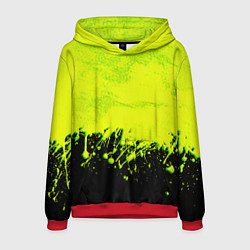 Толстовка-худи мужская НЕОНОВЫЕ БРЫЗГИ КРАСКИ, цвет: 3D-красный