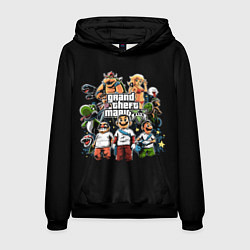 Толстовка-худи мужская Mario x GTA, цвет: 3D-черный