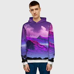 Толстовка-худи мужская Горы Закат Аниме, цвет: 3D-белый — фото 2
