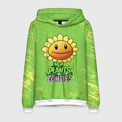 Толстовка-худи мужская Подсолнух Plants vs Zombies, цвет: 3D-белый