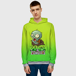 Толстовка-худи мужская Plants vs Zombies зомби, цвет: 3D-меланж — фото 2