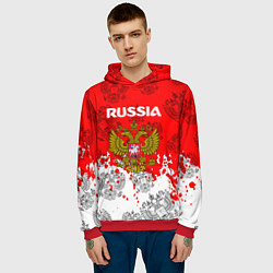 Толстовка-худи мужская Russia Паттерн Гербов, цвет: 3D-красный — фото 2