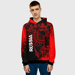 Толстовка-худи мужская Russia Герб страны, цвет: 3D-черный — фото 2