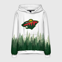 Толстовка-худи мужская Minnesota Wild, Миннесота Уайлд Лес, цвет: 3D-белый