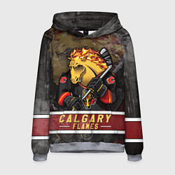 Толстовка-худи мужская Калгари Флэймз, Calgary Flames Маскот, цвет: 3D-меланж