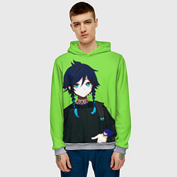 Толстовка-худи мужская Венти в современном стиле Genshin, цвет: 3D-меланж — фото 2