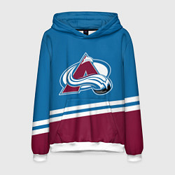 Толстовка-худи мужская Colorado Avalanche, Колорадо Эвеланш, цвет: 3D-белый