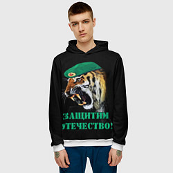 Толстовка-худи мужская Пограничный тигр Border tiger, цвет: 3D-белый — фото 2