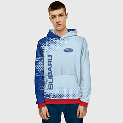 Толстовка-худи мужская Subaru - Субару, цвет: 3D-красный — фото 2