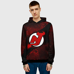 Толстовка-худи мужская New Jersey Devils, Нью Джерси Девилз, цвет: 3D-черный — фото 2