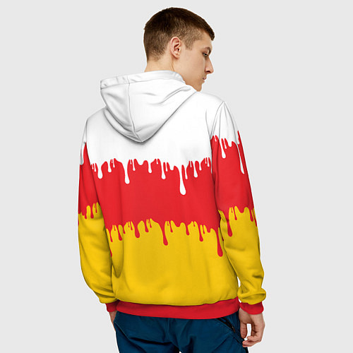 Мужская толстовка Северная Осетия Алания потёки / 3D-Красный – фото 4