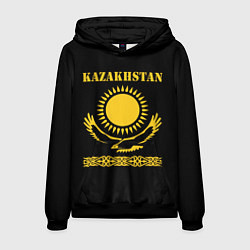 Толстовка-худи мужская KAZAKHSTAN Казахстан, цвет: 3D-черный