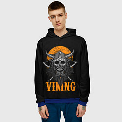 Толстовка-худи мужская ЧЕРЕП ВИКИНГА VIKINGS SKULL, цвет: 3D-синий — фото 2