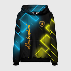 Толстовка-худи мужская Lamborghini - Неоновые фигуры, цвет: 3D-черный