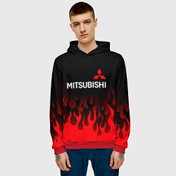 Толстовка-худи мужская Mitsubishi Огонь, цвет: 3D-красный — фото 2