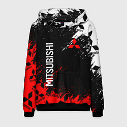 Толстовка-худи мужская Mitsubishi - Red & White pattern, цвет: 3D-черный