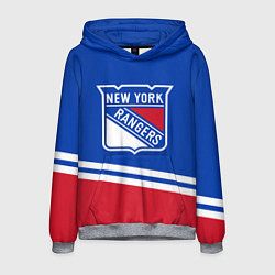 Толстовка-худи мужская New York Rangers Нью Йорк Рейнджерс, цвет: 3D-меланж