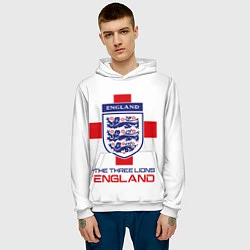 Толстовка-худи мужская Сборная Англии по футболу, цвет: 3D-белый — фото 2